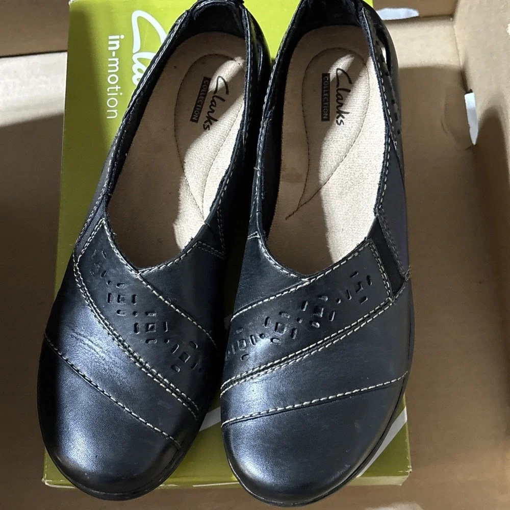 Clarks Evianna Fig4 Women's Casual Comfort Slip On Loafers Shoes Size 7.5M Blk‎